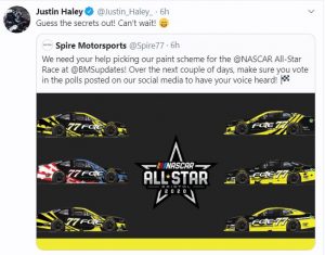 Justin Haley Tweet