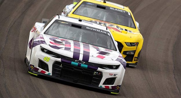 Visit Bowman holds off Larson with overtime Las Vegas win page