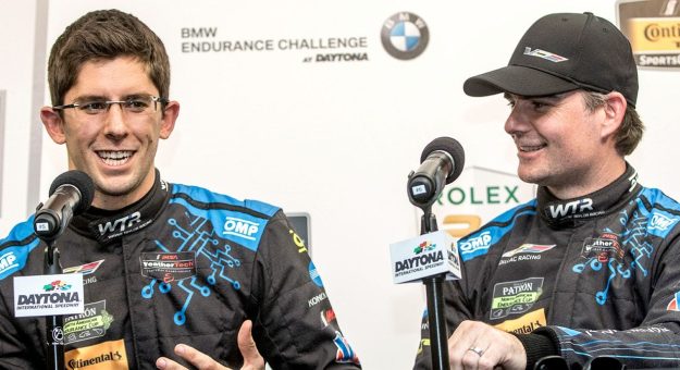 Visit Jordan Taylor shows off helmet for COTA page