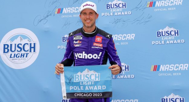 Visit Denny Hamlin on pole for Chicago Street Race page