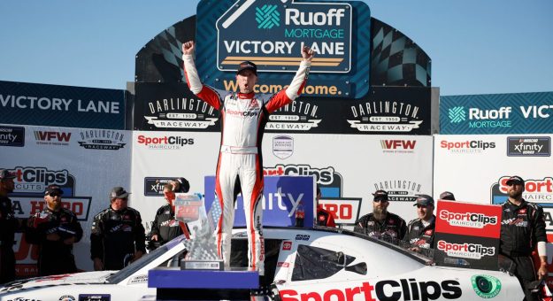 Visit Denny Hamlin wins Xfinity race page
