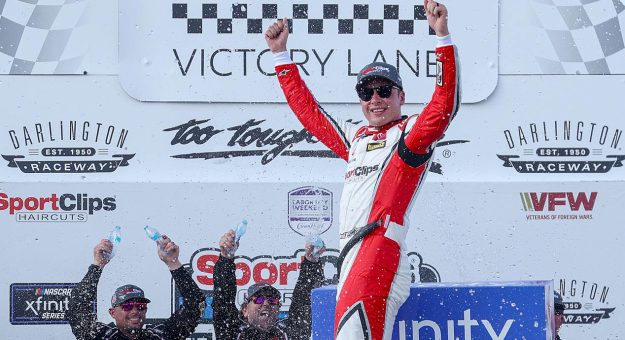 Visit Bell survives overtime, wins Xfinity race at Darlington page
