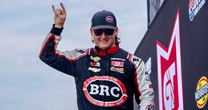 Brenden Butterbean Queen is introduced ahead of an ARCA race.