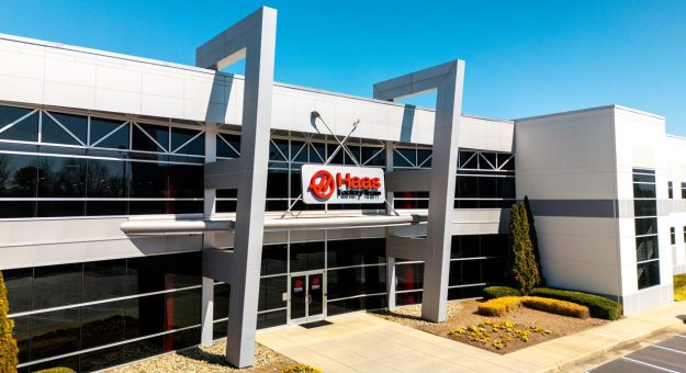 An outside view of Haas Factory