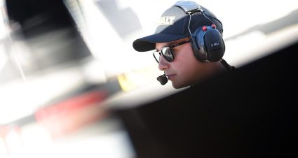 Christopher Bell looks on at Bristol.