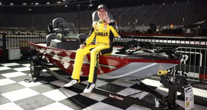 Christopher Bell celebrates his Bristol win with a new boat.