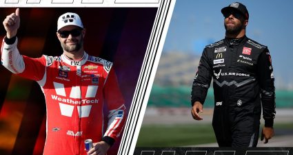 Split graphic of Shane van Gisbergen (L) and Bubba Wallace (R).