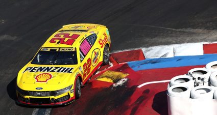 Joey Logano drives the No. 22 Team Penske Ford around the Charlotte Roval in 2024.