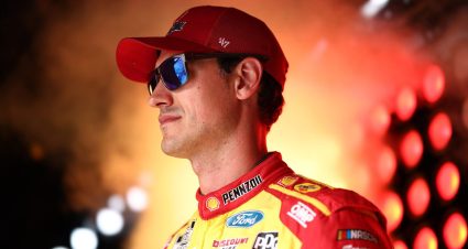 Joey Logano looks on during driver intros at the Charlotte Roval.