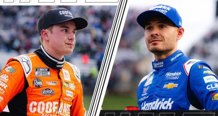 Christopher Bell and Kyle Larson look on at Martinsville.