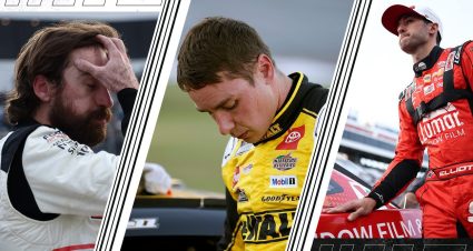 Ryan Blaney, Christopher Bell, Chase Elliott split screen graphic