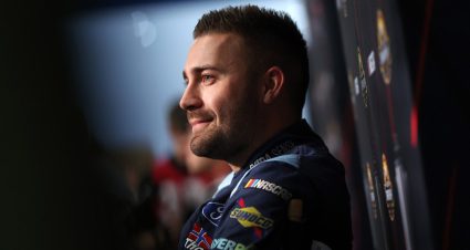 Ty Majeski speaks at Truck Series Championship 4 media day at Phoenix.