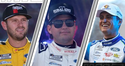 Split image of Front Row drivers Todd Gilliland, Noah Gragson and Zane Smith.