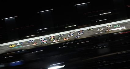 General view of NASCAR racing at Daytona.