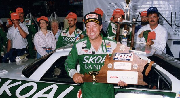 Harry Gant celebrates in Victory Lane.