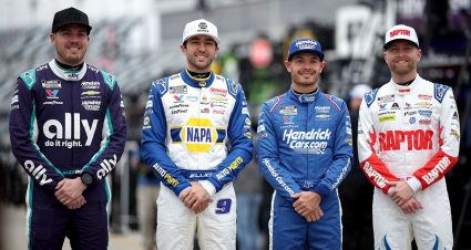 all four hendrick motorsports drivers pose for photo