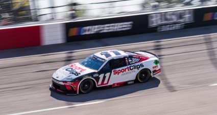 Denny Hamlin drives at Darlington.
