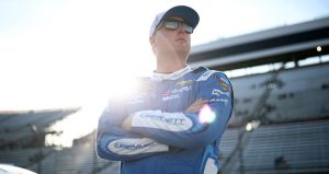 Austin Hill, driver of the #21 Bennett Transportation Chevrolet, looks on during qualifying for the NASCAR Xfinity Series US Marine Corps 250 at Martinsville Speedway on March 28, 2025 in Martinsville, Virginia.
