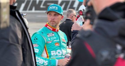 Denny Hamlin looks on after a NASCAR race at Martinsville.