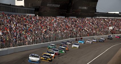 A general view of the Rockingham Speedway grandstands.
