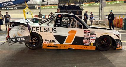 corey heim's wrecked truck at bristol