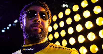 bubba wallace in driver intros ... makes his 300th start at kansas