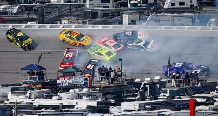 'Big One' crash at Talladega in NASCAR Cup Series race.
