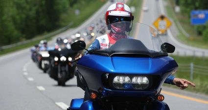 Three generations of Pettys -- Richard, Adam and Kyle -- on an early edition of the Charity Ride.