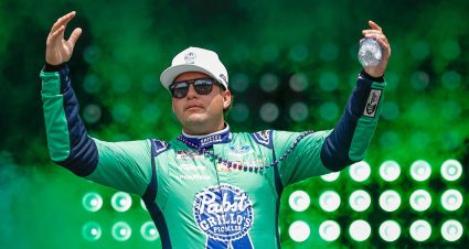 The personable Noah Gragson pumps up the crowd at Talladega.