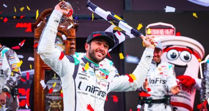 Chase Elliott, driver of the No. 9 UniFirst Chevrolet celebrates after the NASCAR Cup Series Cook Out 400 at Martinsville Speedway on March 29, 2026 in Martinsville, Virginia.