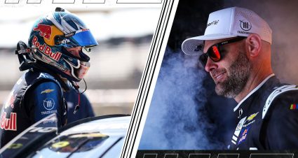 Connor Zilisch and Shane van Gisbergen look on in a split image.