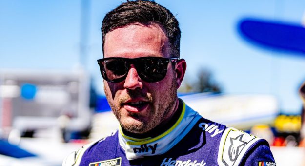 Alex Bowman speaks after a NASCAR Cup Series race at Sonoma.