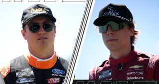 Split image of Zane Smith and Carson Hocevar, NASCAR Cup Series drivers.