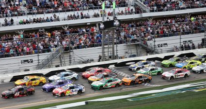 NASCAR Cup Series racing at Daytona International Speedway, a superspeedway.