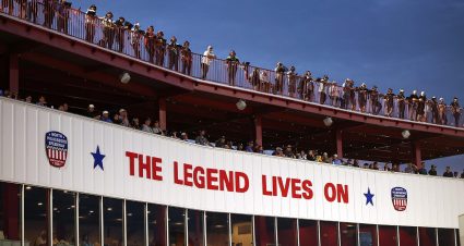 A photo of a sign at North Wilkesboro Speedway, which will play host to Round 4 of the In-Season Challenge in the NASCAR Cup Series.