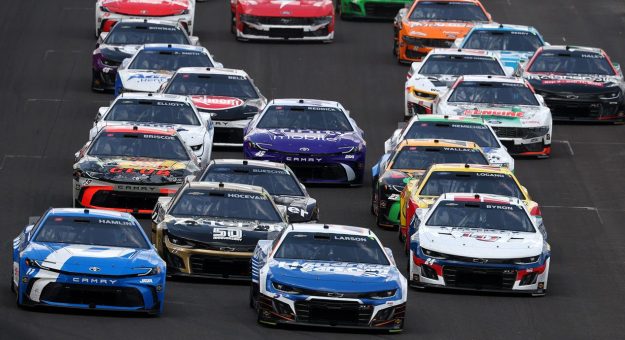 NASCAR Cup Series racing during the Brickyard 400 at Indianapolis.