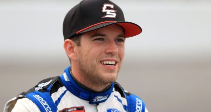 Cjhandler Smith looks on before a NASCAR Craftsman Truck Series race.
