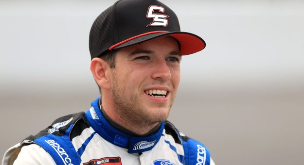 Cjhandler Smith looks on before a NASCAR Craftsman Truck Series race.
