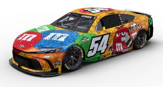 The Kyle Busch Mars/M&Ms tribute scheme that Ty Gibbs will run on the No. 54 Joe Gibbs Racing Toyota at Bristol Motor Speedway.