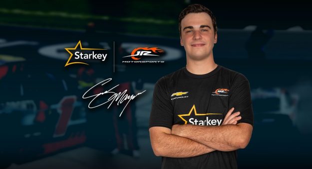 A graphic featuring JR Motorsports driver Sam Mayer