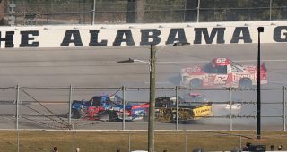 Stewart Friesen and Tony Stewart crash at Talladega.
