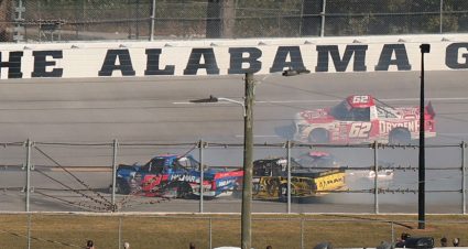 Stewart Friesen and Tony Stewart crash at Talladega.