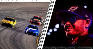 split image of JGR cars and Kyle Larson